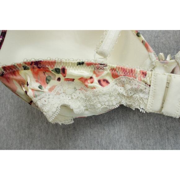 Ambrielle Bra 34C Push Up Padded Underwire Strap Floral Satin Lace - Picture 7 of 10